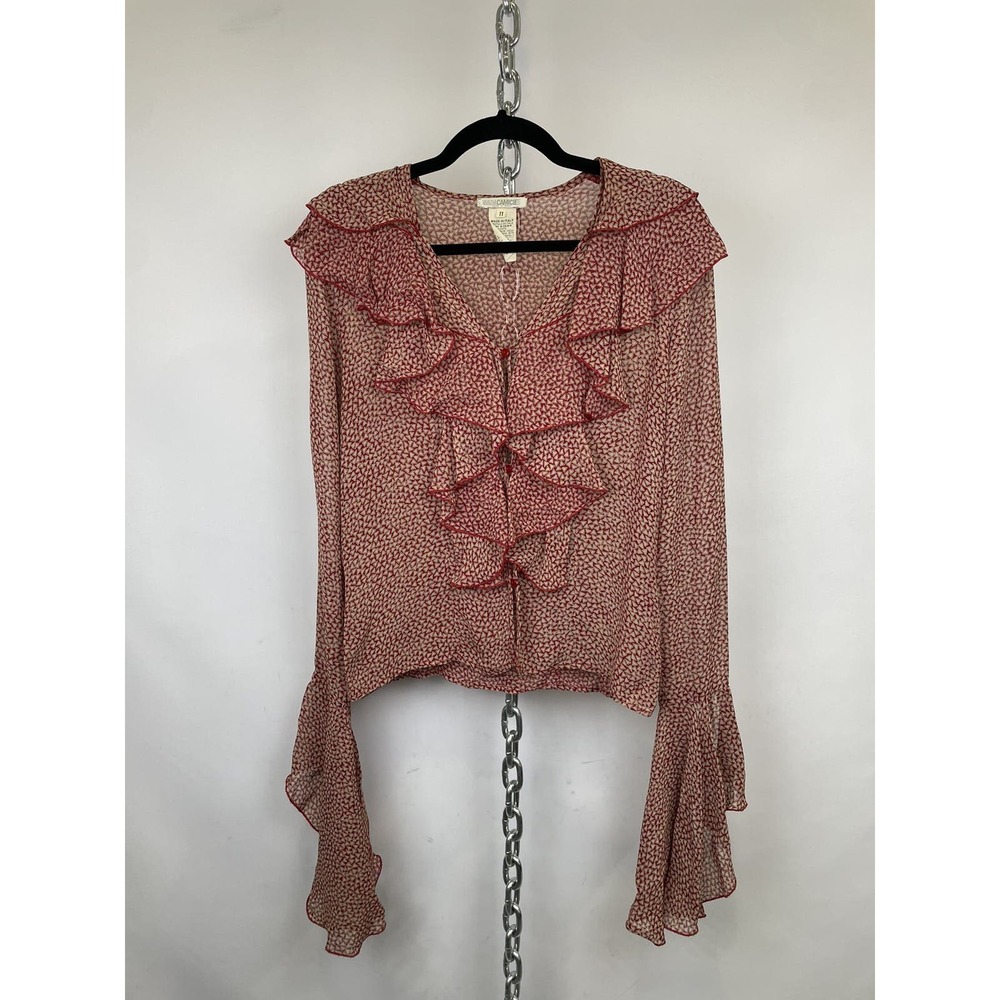Vintage‎ Printed Nara Camicie Rayon LS Top Size 2